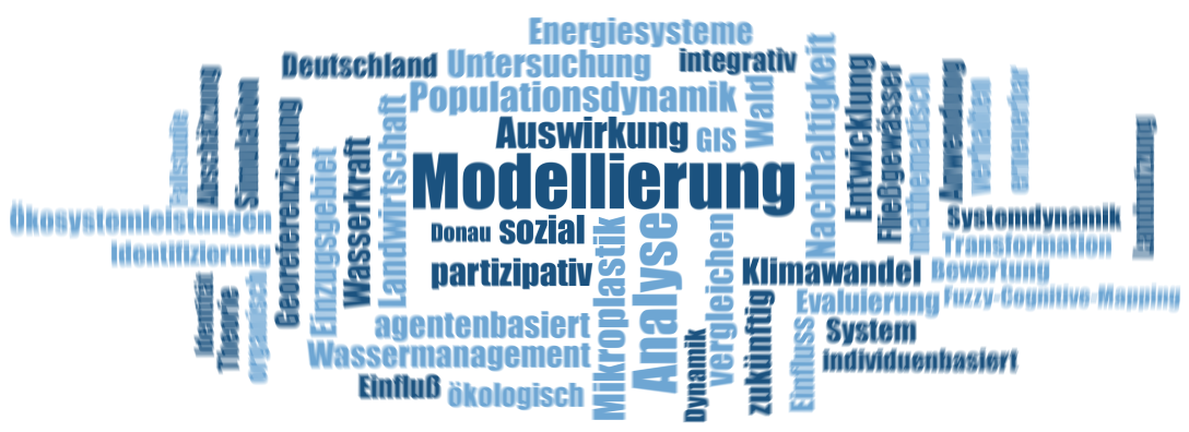 Abschätzungen
agentenbasiert
Auswirkung
Dynamik
Einfluss
Einzugsgebiet
Energiesysteme
Entwicklung
Erneuerbar
Evaluierung
Fallstudie
Fließgewässer
Fuzzy-Cognitive-Mapping
Georeferenzierung
GIS
Identifizierung
Identität
Implementierung
individuenbasiert
Integrativ
Klimawandel
Landwirtschaft
Mikroplastik
Modellierung
Nachhaltigkeit
ökologisch
Ökosystemleistungen
Osnabrück
partizipativ
Populationsdynamik
Region
Schwarmverhalten
Simulation
Staudämme
Systemdynamik
Transformation
Untersuchung
Verhalten
Wälder
Wasserkraft
Wassermanagement